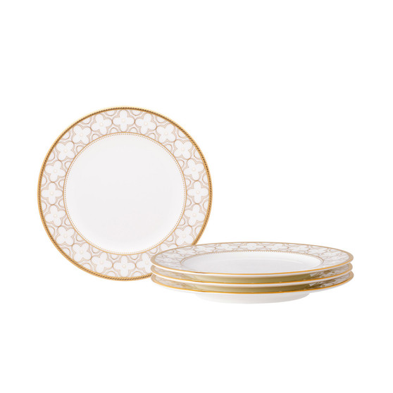 Trefolio Gold Set of 4 Bread Butter and Appetizer Plates, Service For 4