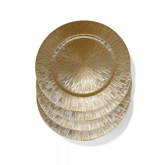Starburst Charger Plates 13" Electroplated Set, 4 Pieces
