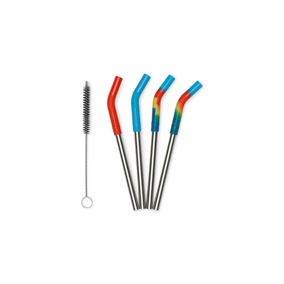 STAINLESS STEEL & FOOD GRADE SILICONE STRAW WITH CLEANING BRUSH