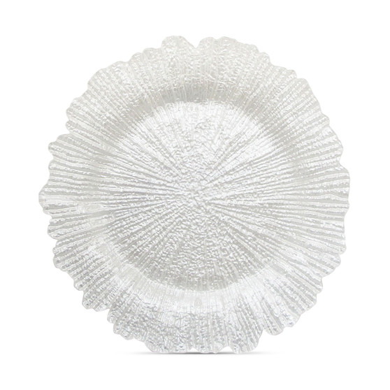 Jay Import Glass White Pearl Reef Charger Plate