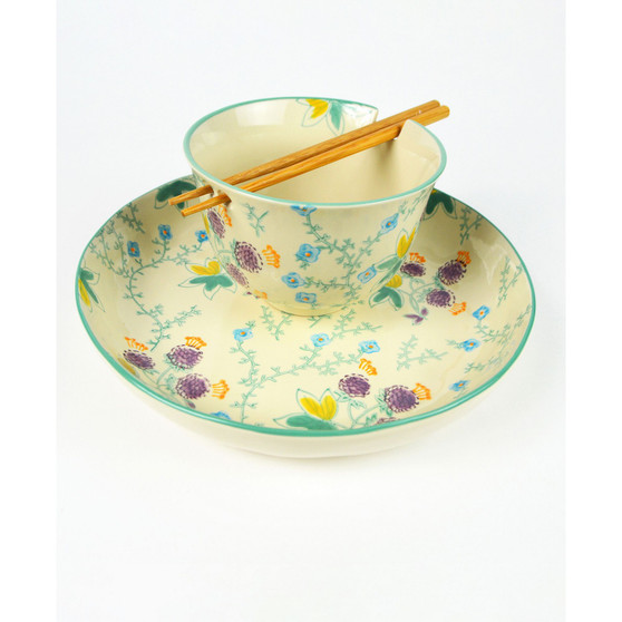 Ella Ramen Bowl and Dinner Bowl Set in Aqua
