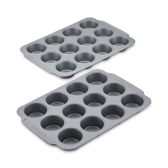 Nonstick Bakeware Double Batch Muffin and Cupcake Pan Set, 2-Piece