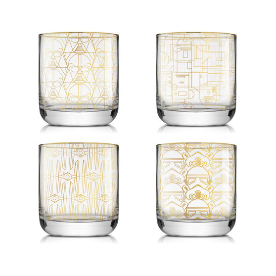 JoyJolt Star Wars Deco Dof Short Drinking Glass, 4 Piece