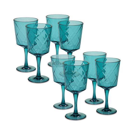 Teal Diamond Acrylic 8-Pc. All-Purpose Goblet Set