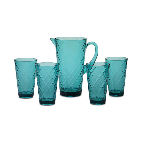 Teal Diamond Acrylic 5-Pc. Drinkware Set
