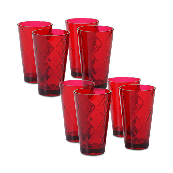 Ruby Diamond Acrylic Set of 8 Acrylic Ice Tea Glasses