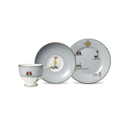 Sailors Farewell 3-Piece Tea Set (Teacup, Saucer & Salad Plate 8")