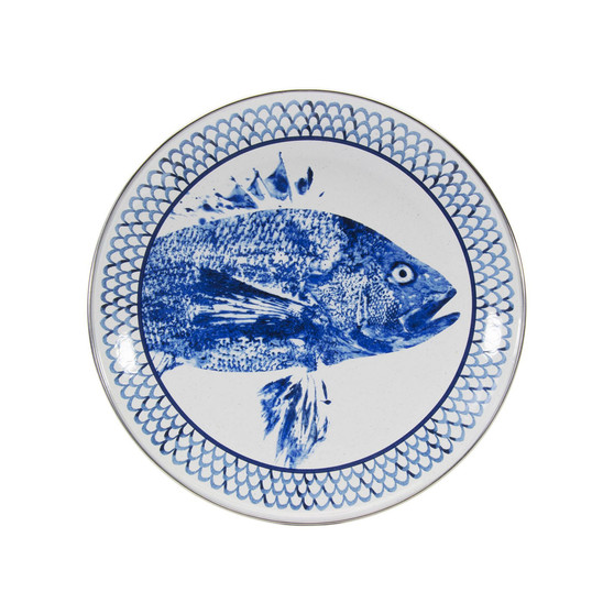 Fish Camp Enamelware Chargers, Set of 2
