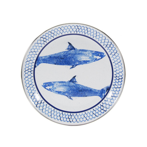 Fish Camp Enamelware Sandwich Plates, Set of 4
