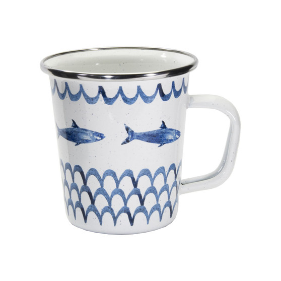 Fish Camp Enamelware Latte Mugs, Set of 4