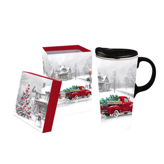 Ceramic Travel Cup 17oz. withBox Winter Truck