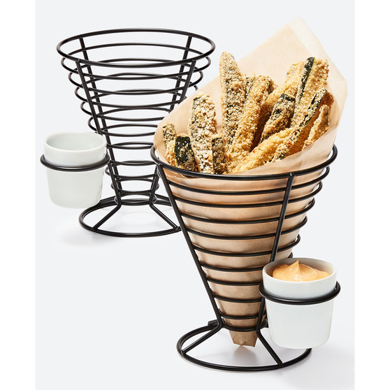 Mixed Materials Conical Fry Baskets with Dip Bowls, Set of 2, Created for Macy's