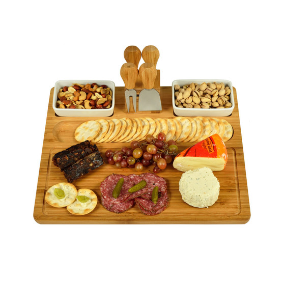 Sherborne Large Bamboo Cheese Board Set with 4 Tools and 2 Bowls