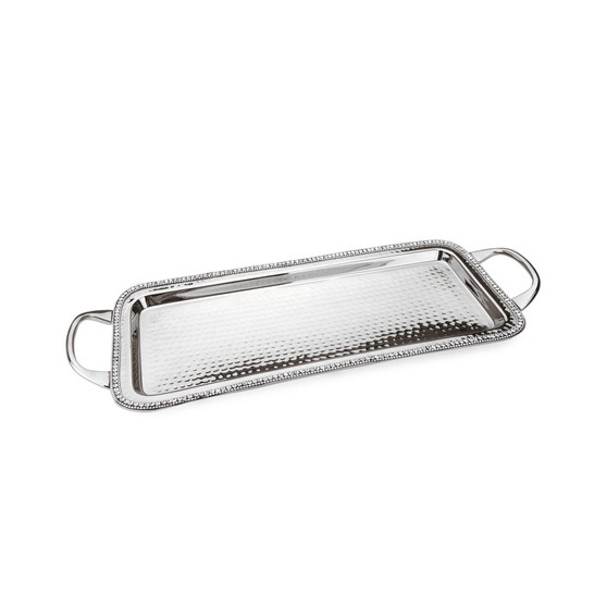 Stainless Steel Handled Serving Tray with Diamonds-20"L