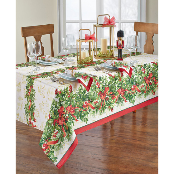 Holly Traditions Holiday Tablecloth - 60" x 120"