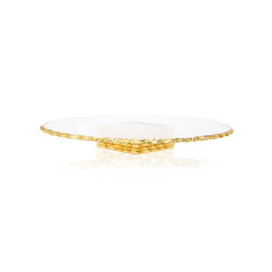 12"D Glass Stacked Cake Stand With Gold Edge