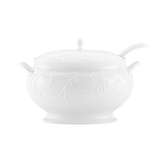 Serveware, Opal Innocence Carved Covered Soup Tureen with Ladle