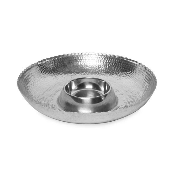 KINDWER 16" Hammered Aluminum Chip and Dip Bowl