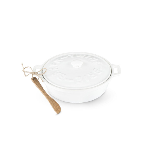 Ceramic Brie Baker Acacia Wood Spreader Set