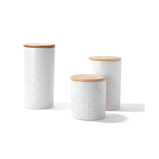 Labyrinth Embossed Canisters, Set of 3