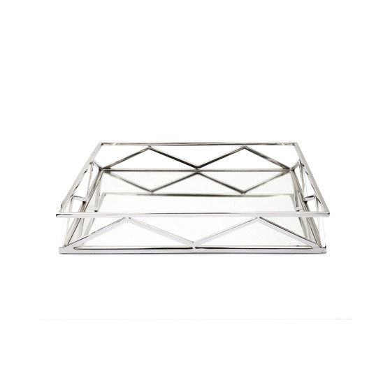 Oblong Mirror Tray with V-Design