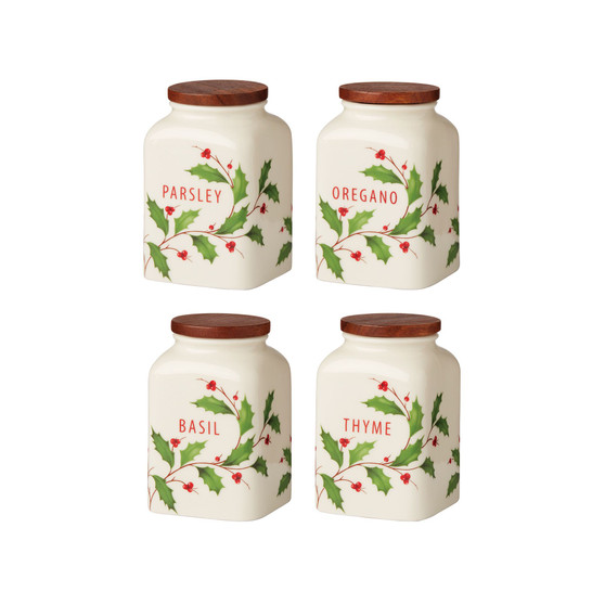 Holiday Cooking Spice Jars, Set of 4