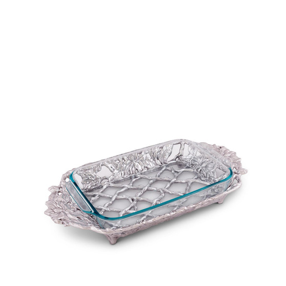 Aluminum Magnolia Flower Pattern Pyrex Casserole Dish Holder