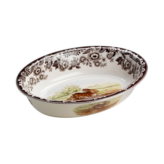 "Woodland" Rabbit Oval Rim Dish