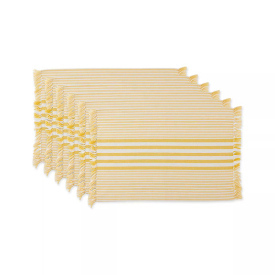 Design Import Stripes with Fringe Placemat, Set of 6