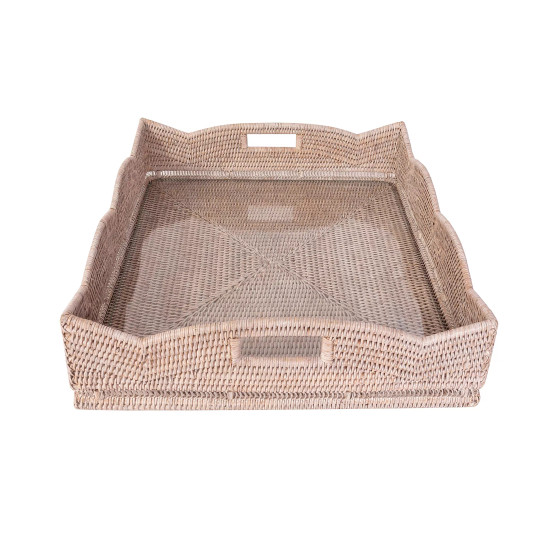 Scallop Square Tray with Glass Insert