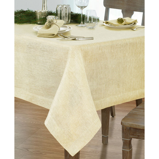 La Classica Luxury Metallic Linen Fabric Tablecloth, 70"x146"