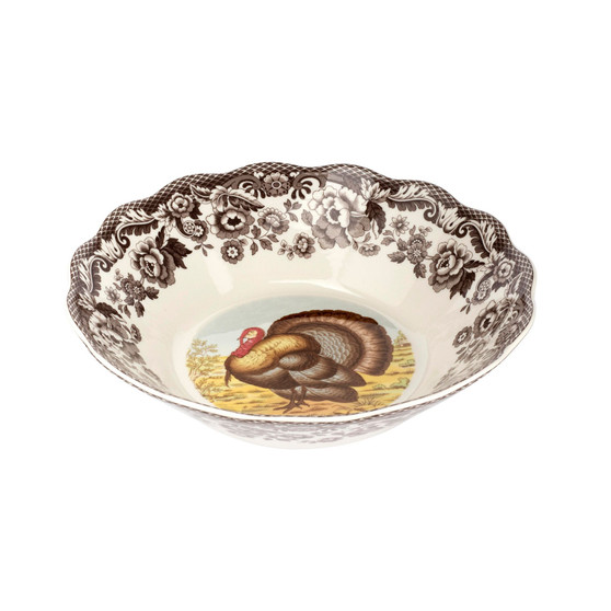 Woodland Turkey Daisy Serving Bowl