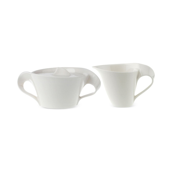 Bone Porcelain 3-Pc. New Wave Lidded Sugar Dish & Creamer Set