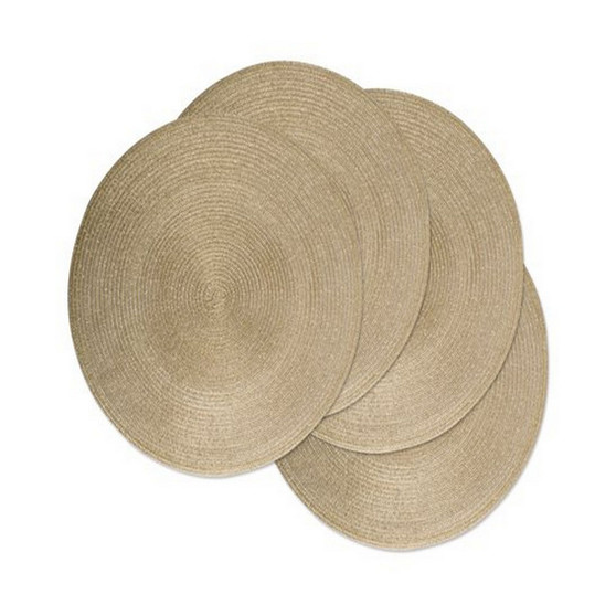 Metallic Round Polypropylene Woven Placemat, Set of 4