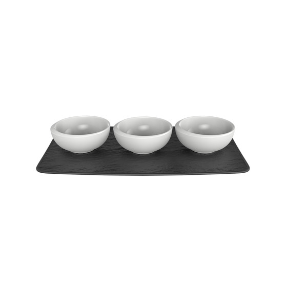 Villeroy and Boch New Moon 4-Piece Dip Bowl & Tray Set