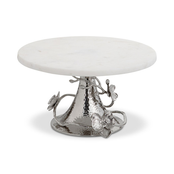 White Orchid Marble Cake Stand