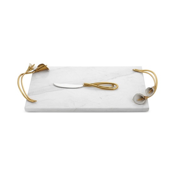 Calla Lily Large Cheeseboard and Knife, Set Of 2