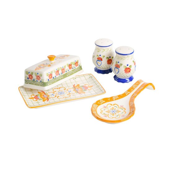 Tierra Hand Painted Accessory Set, 4 Piece
