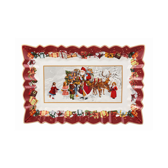 Toy's Fantasy Cake Plate Santa and Kids, Rectangular