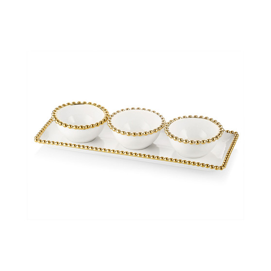 Bowl with Beaded Design Relish Dish