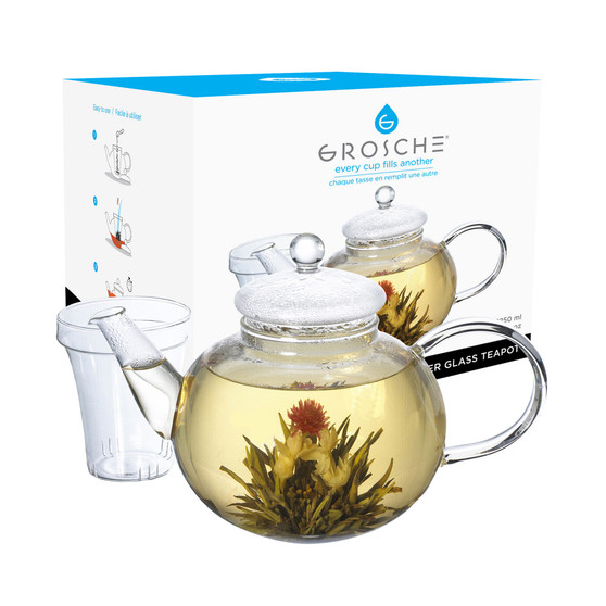 Monaco Glass Teapot with Glass Tea Infuser, 42 fl oz Capacity