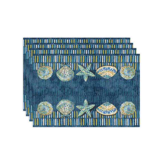 Embellished Shells Set of 4 Placemats, 13" x 19"
