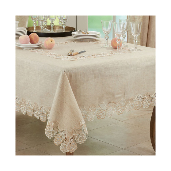 Lace Tablecloth with Rose Border Design, 54" x 54"