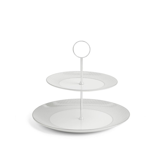 Gio Platinum Cake Stand, 2 Tier