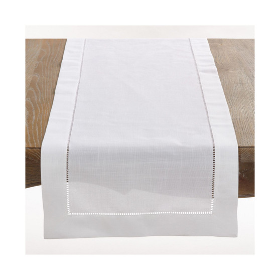 Classic Hemstitch Border Table Runner, 16" x 120"