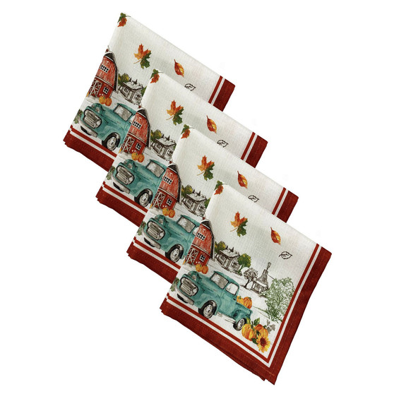 Farm Fresh Pumpkin Truck Fall Napkin, Set of 4