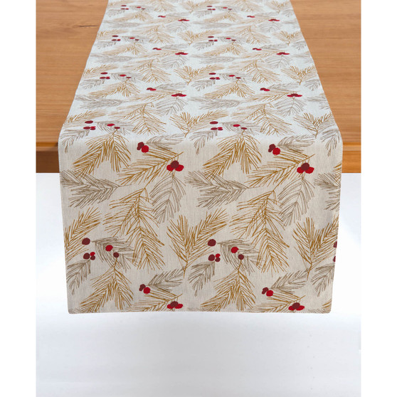 Metallic Sprig Table Runner, 72" x 14"