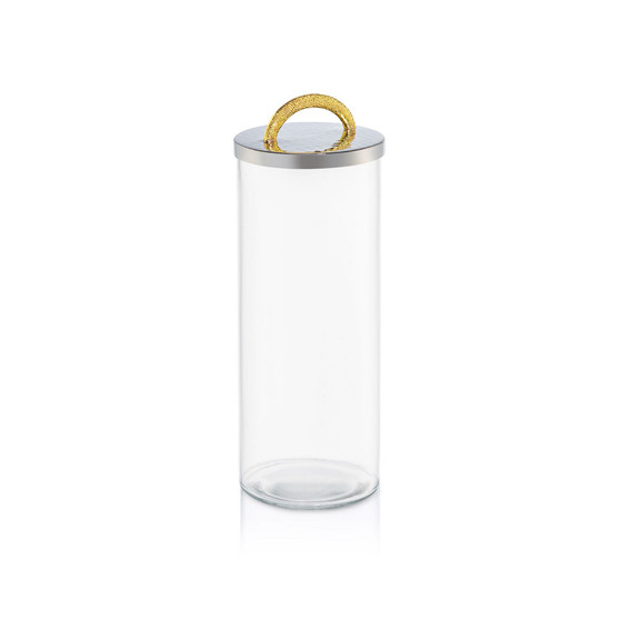 Large Glass Canister with Stainless Steel Lid and Handle