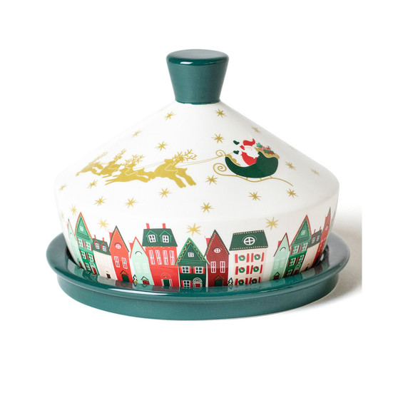 Christmas In The Village Round Butter Dish