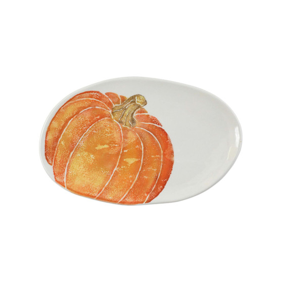 Pumpkins Small Oval Platter w/ Pumpkin